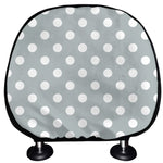 Grey And White Polka Dot Pattern Print Car Headrest Covers