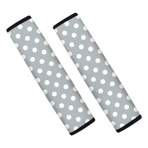 Grey And White Polka Dot Pattern Print Car Seat Belt Covers