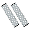 Grey And White Polka Dot Pattern Print Car Seat Belt Covers