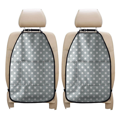 Grey And White Polka Dot Pattern Print Car Seat Organizers