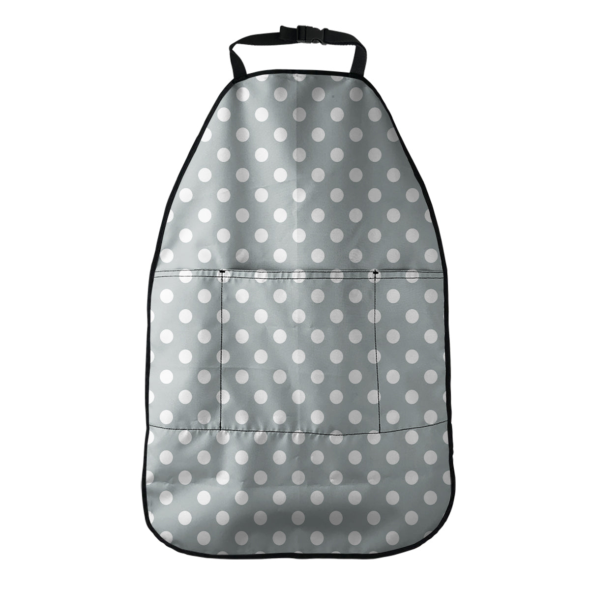 Grey And White Polka Dot Pattern Print Car Seat Organizers