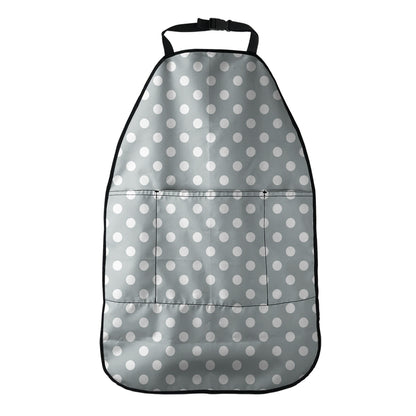 Grey And White Polka Dot Pattern Print Car Seat Organizers