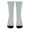 Grey And White Polka Dot Pattern Print Crew Socks