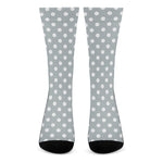 Grey And White Polka Dot Pattern Print Crew Socks