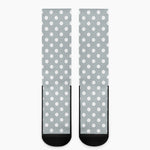 Grey And White Polka Dot Pattern Print Crew Socks