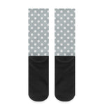 Grey And White Polka Dot Pattern Print Crew Socks