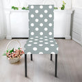 Grey And White Polka Dot Pattern Print Dining Chair Slipcover