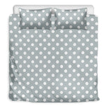 Grey And White Polka Dot Pattern Print Duvet Cover Bedding Set