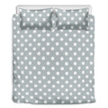 Grey And White Polka Dot Pattern Print Duvet Cover Bedding Set