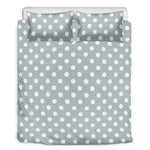 Grey And White Polka Dot Pattern Print Duvet Cover Bedding Set