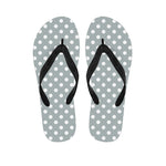 Grey And White Polka Dot Pattern Print Flip Flops
