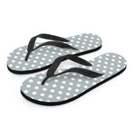 Grey And White Polka Dot Pattern Print Flip Flops