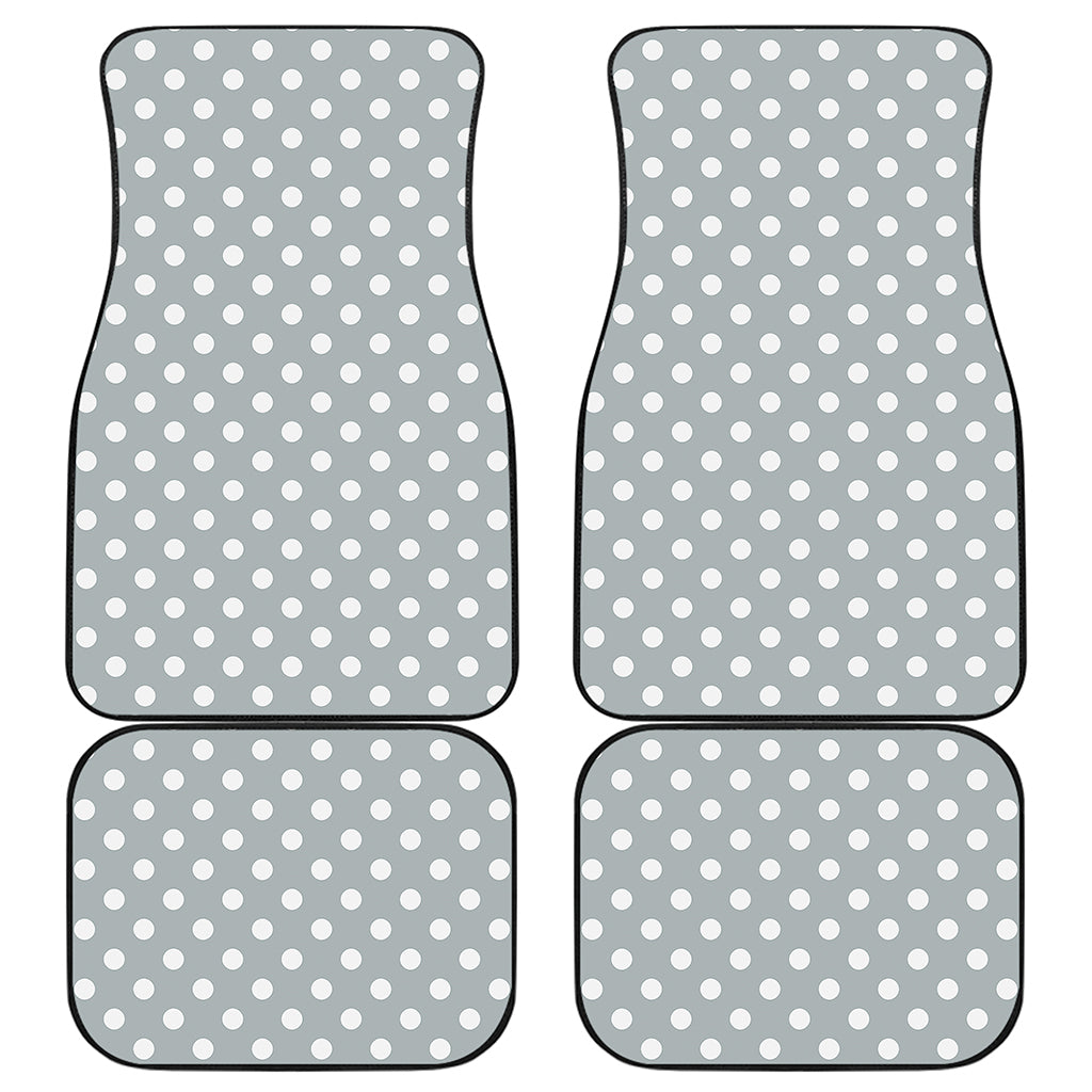 Grey And White Polka Dot Pattern Print Front and Back Car Floor Mats