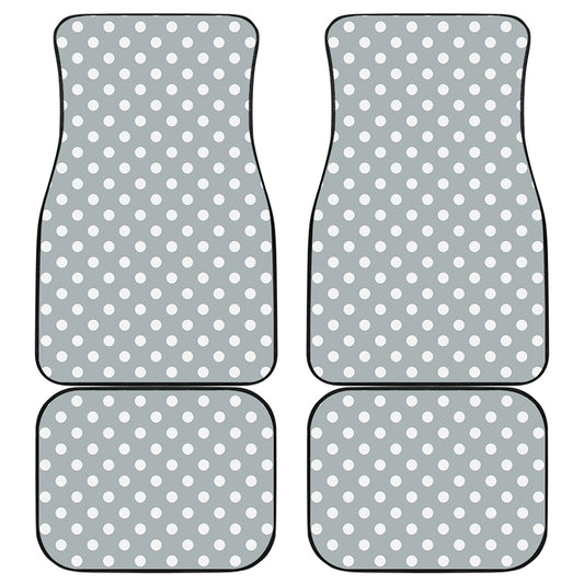 Grey And White Polka Dot Pattern Print Front and Back Car Floor Mats
