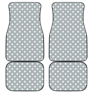 Grey And White Polka Dot Pattern Print Front and Back Car Floor Mats