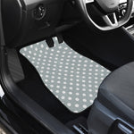 Grey And White Polka Dot Pattern Print Front and Back Car Floor Mats