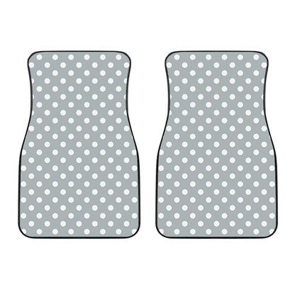 Grey And White Polka Dot Pattern Print Front Car Floor Mats