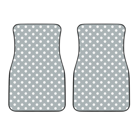 Grey And White Polka Dot Pattern Print Front Car Floor Mats