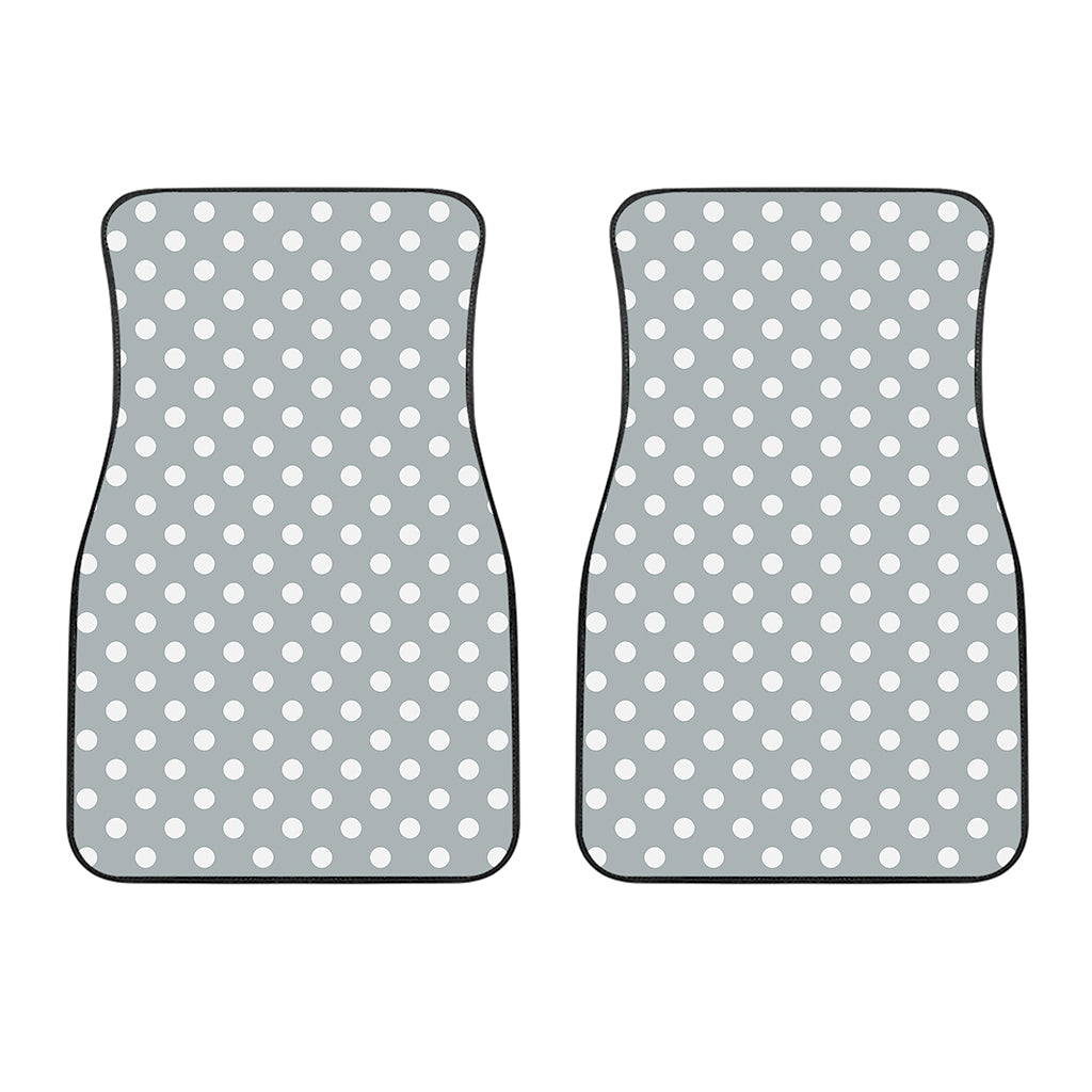 Grey And White Polka Dot Pattern Print Front Car Floor Mats