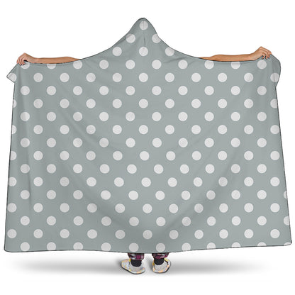 Grey And White Polka Dot Pattern Print Hooded Blanket