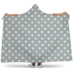 Grey And White Polka Dot Pattern Print Hooded Blanket
