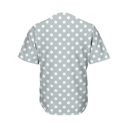 Grey And White Polka Dot Pattern Print Men's Baseball Jersey