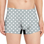 Grey And White Polka Dot Pattern Print Men's Boxer Briefs