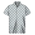 Grey And White Polka Dot Pattern Print Men's Short Sleeve Shirt