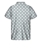 Grey And White Polka Dot Pattern Print Men's Short Sleeve Shirt