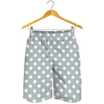 Grey And White Polka Dot Pattern Print Men's Shorts