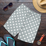 Grey And White Polka Dot Pattern Print Men's Shorts