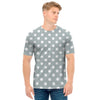 Grey And White Polka Dot Pattern Print Men's T-Shirt