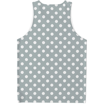 Grey And White Polka Dot Pattern Print Men's Tank Top