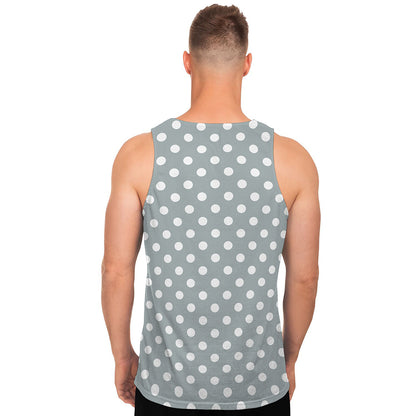 Grey And White Polka Dot Pattern Print Men's Tank Top