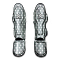 Grey And White Polka Dot Pattern Print Muay Thai Shin Guards