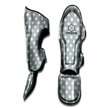 Grey And White Polka Dot Pattern Print Muay Thai Shin Guard