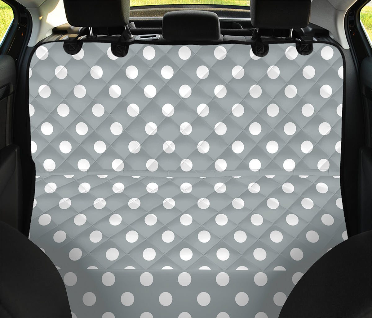 Grey And White Polka Dot Pattern Print Pet Car Back Seat Cover