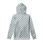 Grey And White Polka Dot Pattern Print Pullover Hoodie