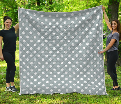 Grey And White Polka Dot Pattern Print Quilt