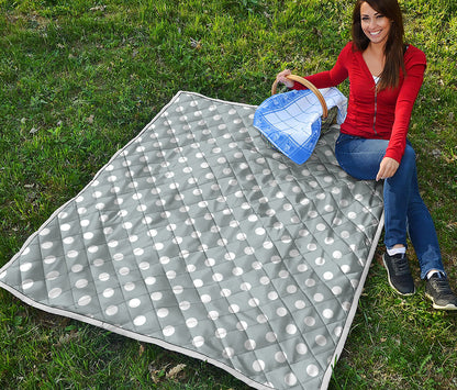 Grey And White Polka Dot Pattern Print Quilt