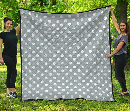 Grey And White Polka Dot Pattern Print Quilt