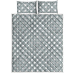 Grey And White Polka Dot Pattern Print Quilt Bed Set