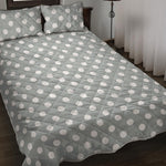 Grey And White Polka Dot Pattern Print Quilt Bed Set