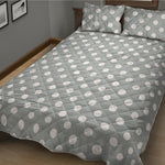Grey And White Polka Dot Pattern Print Quilt Bed Set