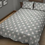 Grey And White Polka Dot Pattern Print Quilt Bed Set