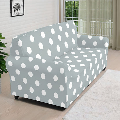 Grey And White Polka Dot Pattern Print Sofa Cover