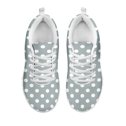 Grey And White Polka Dot Pattern Print White Sneakers