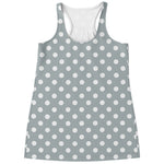Grey And White Polka Dot Pattern Print Women's Racerback Tank Top