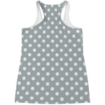 Grey And White Polka Dot Pattern Print Women's Racerback Tank Top