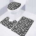 Grey And White Shark Pattern Print 3 Piece Bath Mat Set